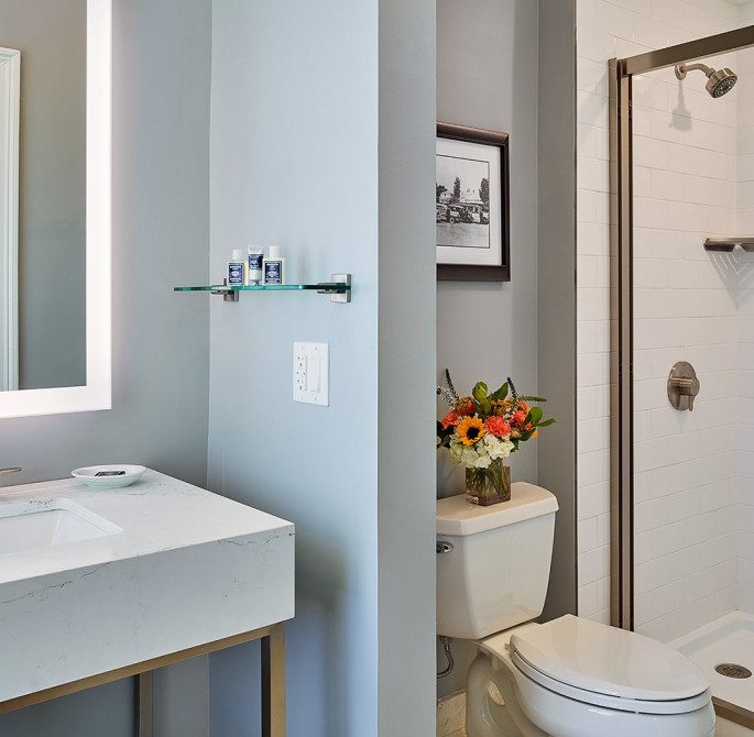 a newly updated bathroom
