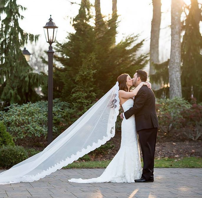 Bride and groom outside