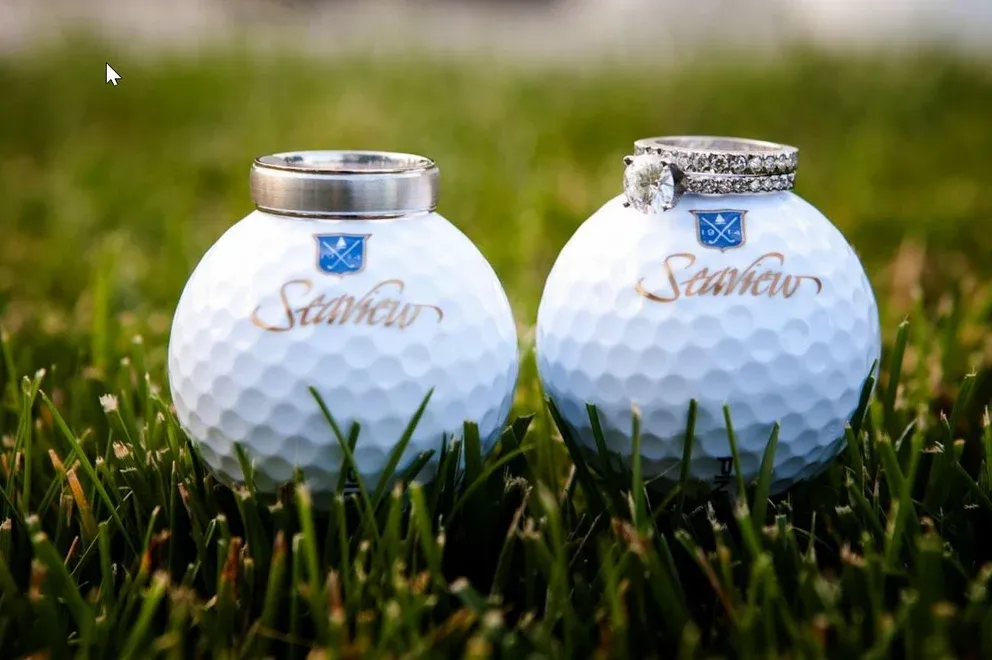 golf balls and wedding rings